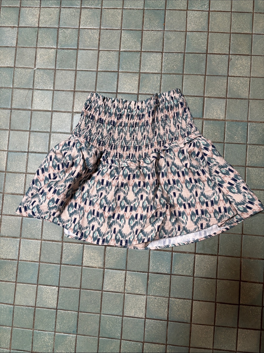 Zara Pink and Navy Abstract Smocked Skort